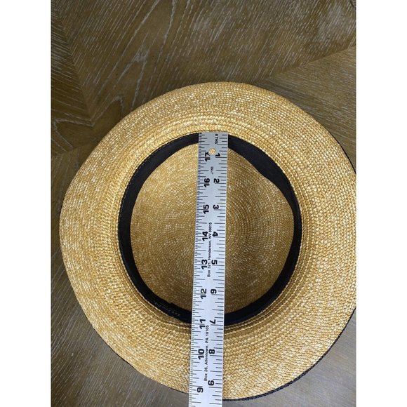 Handmade Bunn. New York Straw Sun Hat Black Rim Classic Natural Tan - Picture 10 of 12